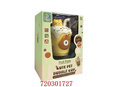 B/O Cute Pet Bubble Cup with 1pc*100ml Bubble Solution,requires 3*AA,but not included,4 Colors Asstd.